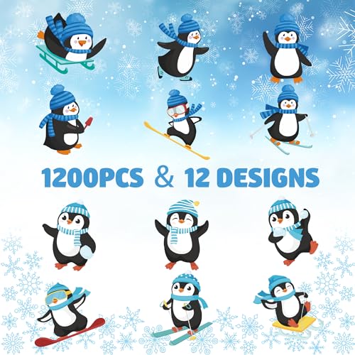 1200 PCS Snowman Roll Stickers Christmas Snowman Envelope Labels Stickers Xmas Assorted Snowmen Seal Stickers Roll for Kids Winter Christmas Holiday Party Gift Decor