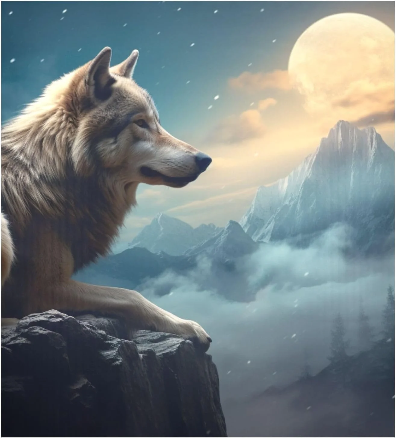 Coolnut Magnetic Dishwasher Stickers Night Wolf Pattern Kitchen Dishwasher Cover Sticker, Panel Decal Home Cabinet Appliances Stickers 23in W x 26in H Home Decor