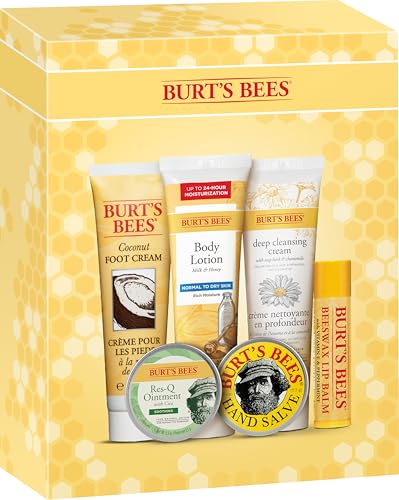 Burt's Bees Gifts Ideas - Classics Set, 6 Products in Giftable Tin – Cuticle Cream, Hand Salve, Lip Balm, Res-Q Ointment, Hand Repair and Foot Cream