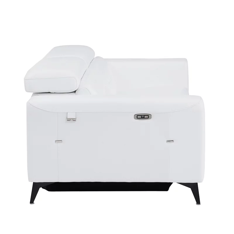 Titan Furnishings Italian Leather Sofa with Power Recliner in White