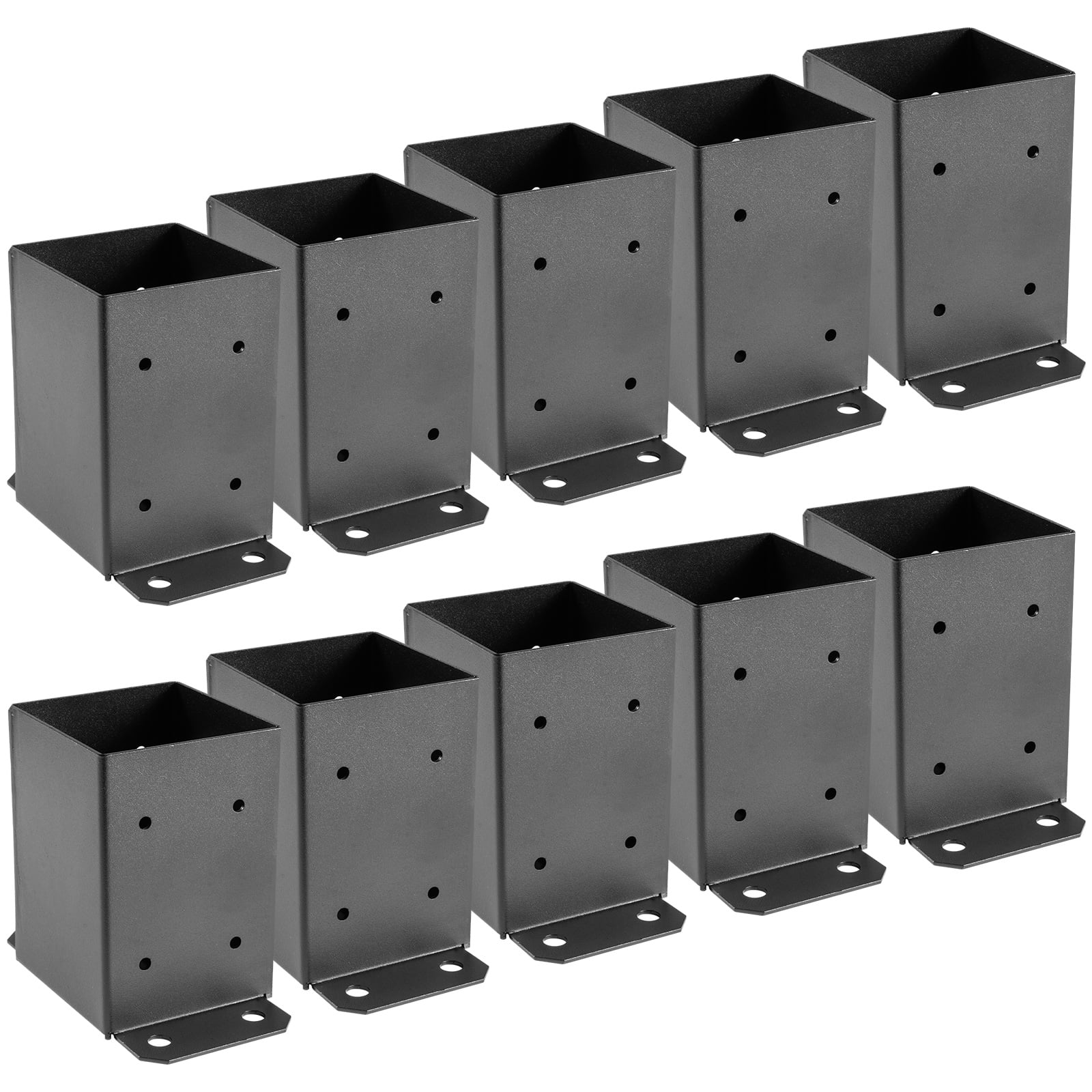 BENTISM 4 x 4 Post Base 10 PCS, Deck Post Base 3.6 x 3.6 inch, Post Bracket 2.5 lbs Fence Post Anchor Black Powder-Coated Deck Post Base with Thick Steel for Deck Supports Porch Railing Post Holders
