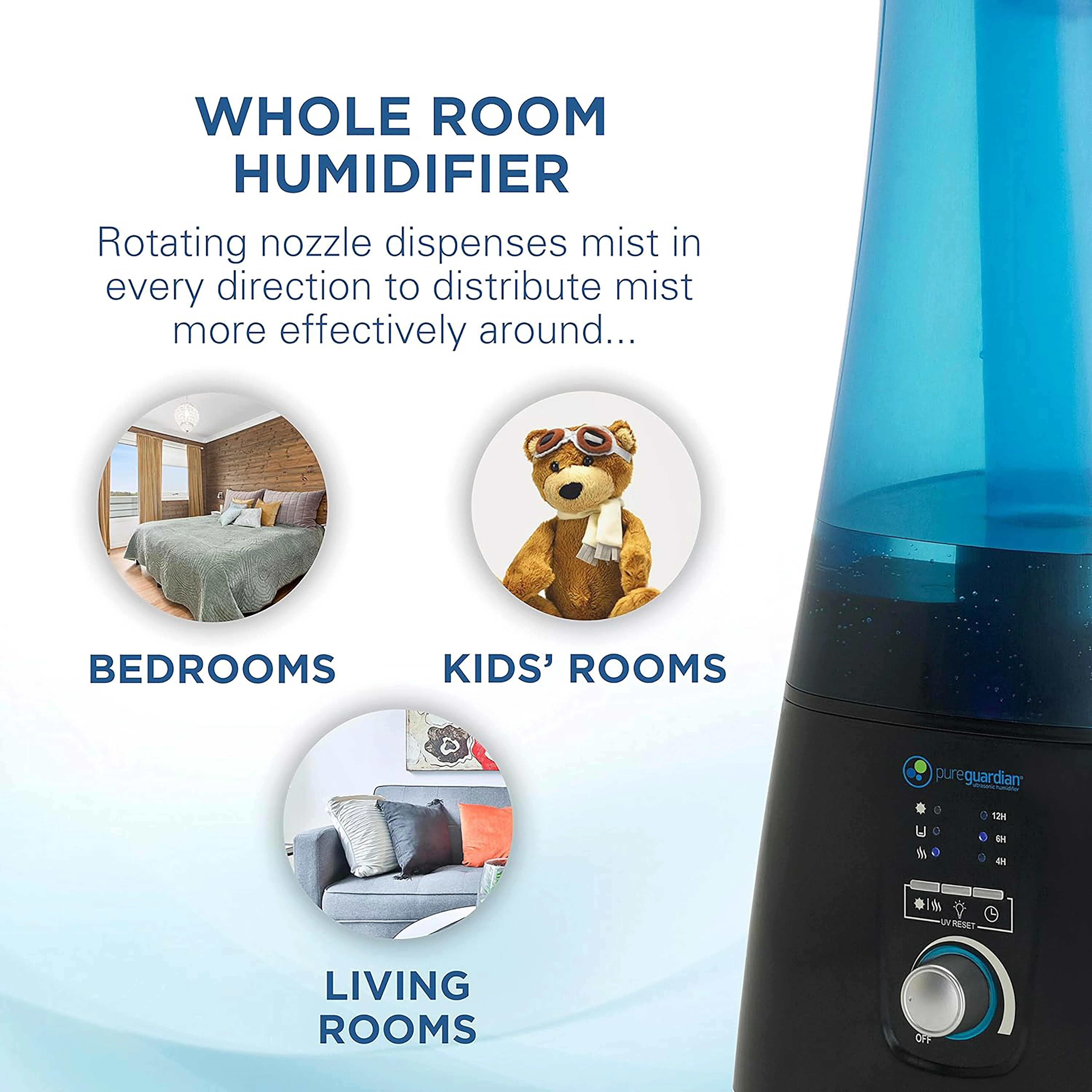 PureGuardian 100-Hour, 2-Gallon Warm & Cool Mist Humidifier with UV-C, 380 Sq. ft., H5450BCA