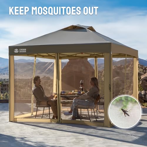 CROWN SHADES Gazebo Mosquito Net for 10 x 10 Pop Up Canopy - Patio Gazebo Mesh Sidewall with Zipper for Outdoor Tent, Garden and Backyard (4 Packs, Blue