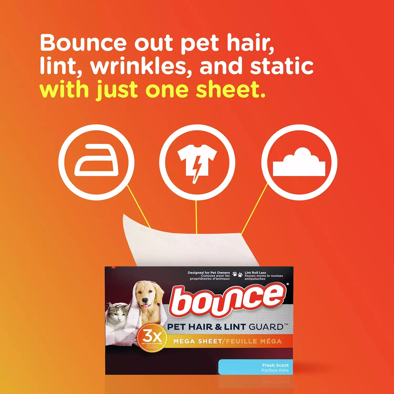 Bounce Pet Hair and Lint Guard Mega Dryer Sheets Fresh Scent (210 Sheets)