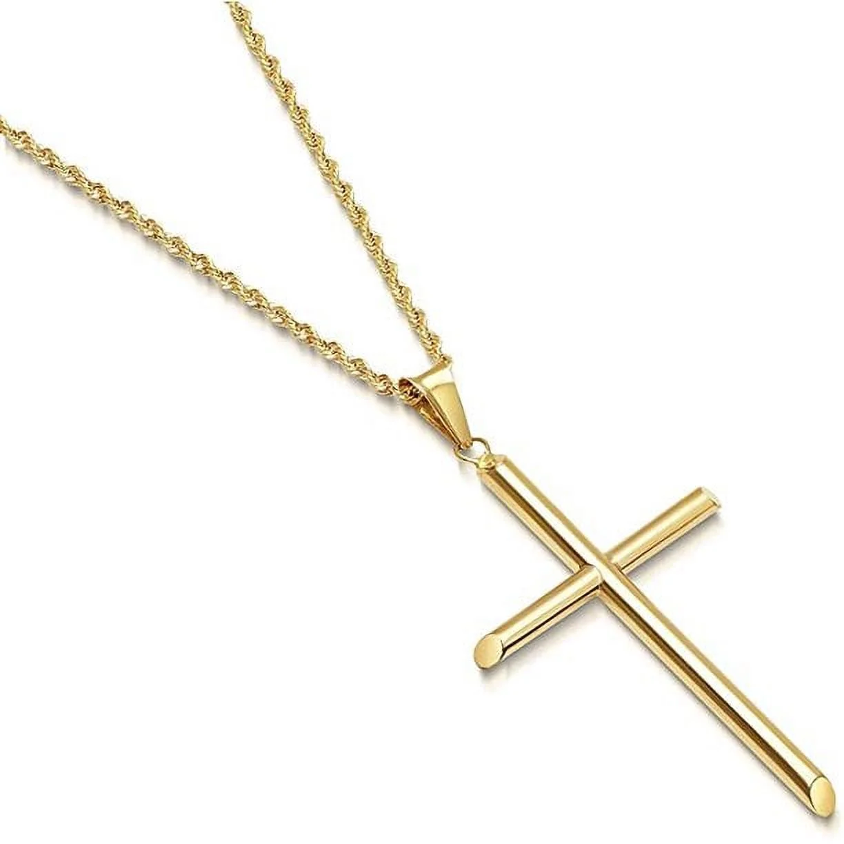 24K Gold Cross Chain pendant necklace for women men teens girls boys Thin for Charms Flat cross Miami Cuban link DIamond Cut
