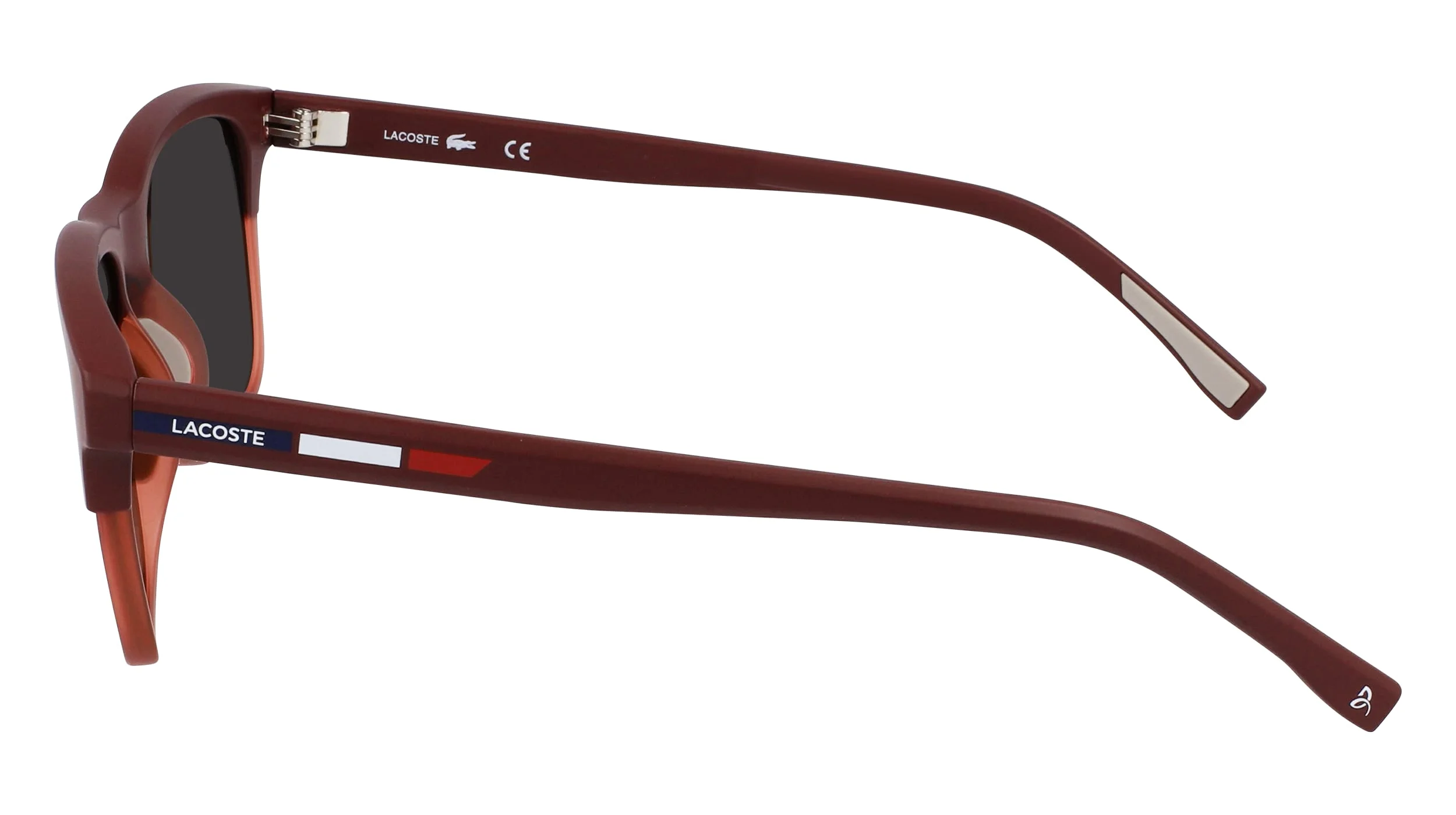 Lacoste L607SND Full Rim Rectangle Matte Red Sunglasses