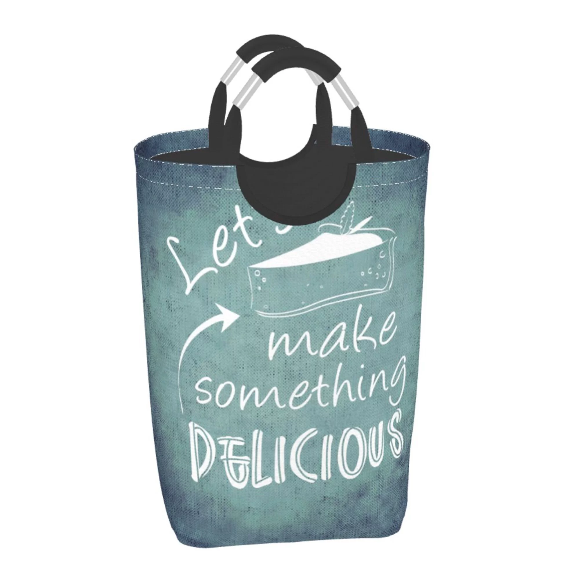 Waterproof Collapsible Laundry Hamper, Cartoon Food Cake Aluminum Handle Laundry Bag Storage Basket, 50L