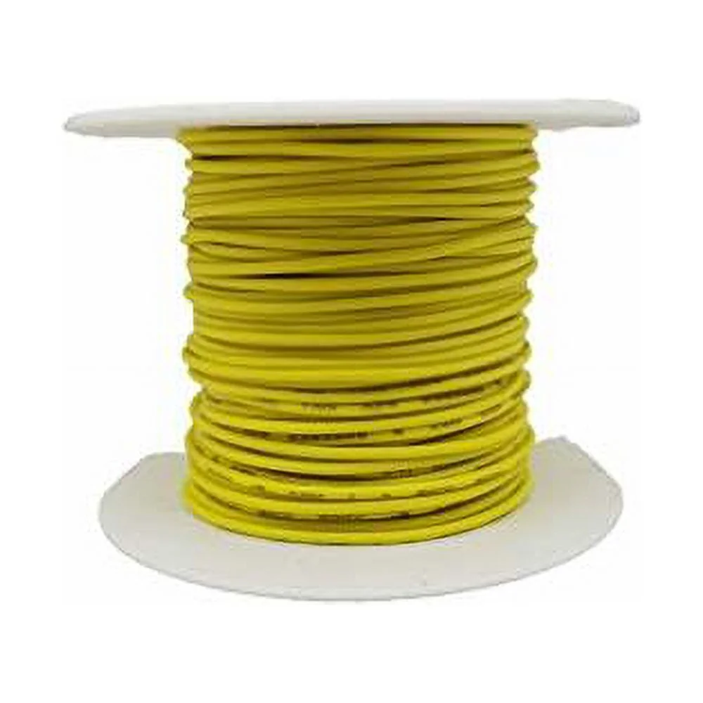 100Ft 22 AWG Solid Copper Wire - UL1007 Rated Hook-Up Primary Power Wiring For Breadboards, DIY Electronics, And Prototypes With Yellow PVC Insulation - Plastic Spool