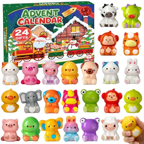 2025 Christmas Advent Calendar, Slow Rising Squishy Toys 24 Days Countdown Calendar Soft Cute Stress Relief Toys for Kids Girls Boys Teens Rewards Christmas Party Favor Gifts