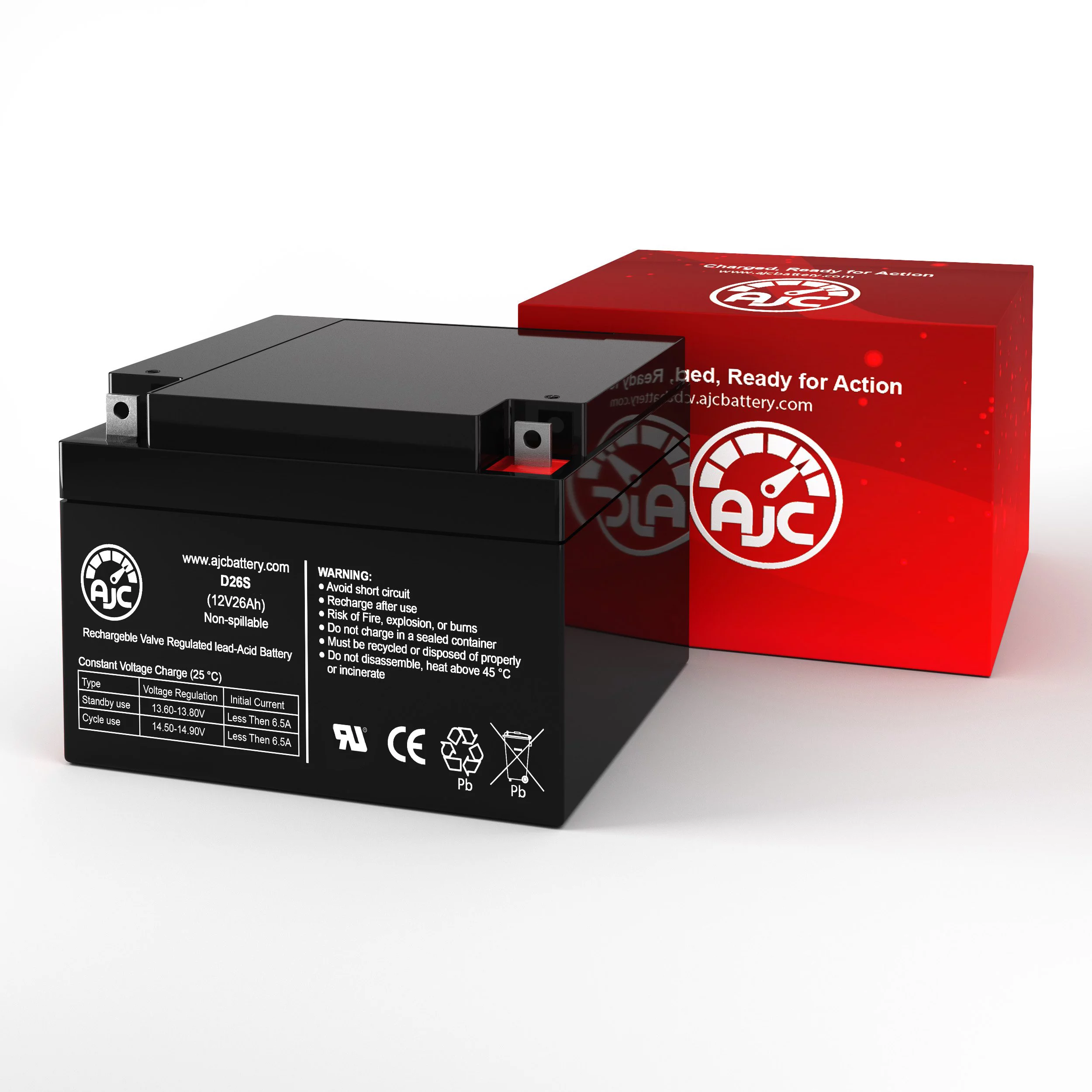 Long Way LW-6FM28G 12V 26Ah Sealed Lead Acid Battery - This Is an AJC Brand Replacement