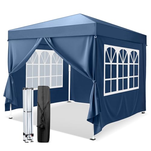 VINGLI 10x10 Pop Up Canopy Tent with Sidewalls, Outdoor Gazebo Canopy Tent, Patio Event Tents Outdoor Commercial Canopy for Parties (White)