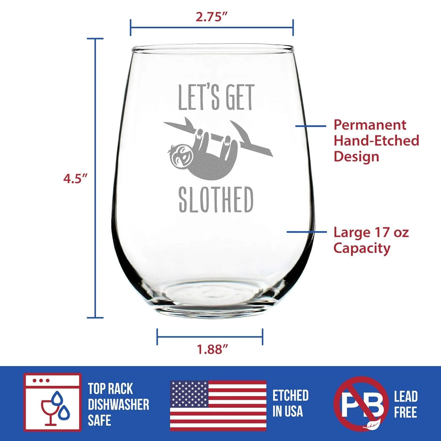 Get ed – Cute Funny Stemless Wine Glass, Large 17 Ounces, Etched Sayings, Gift Box