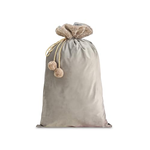 Christmas Santa Sack, Reusable Drawstring Plush Large Christmas Gift Bag for New Year Party Supplies Favors （Style A Red）