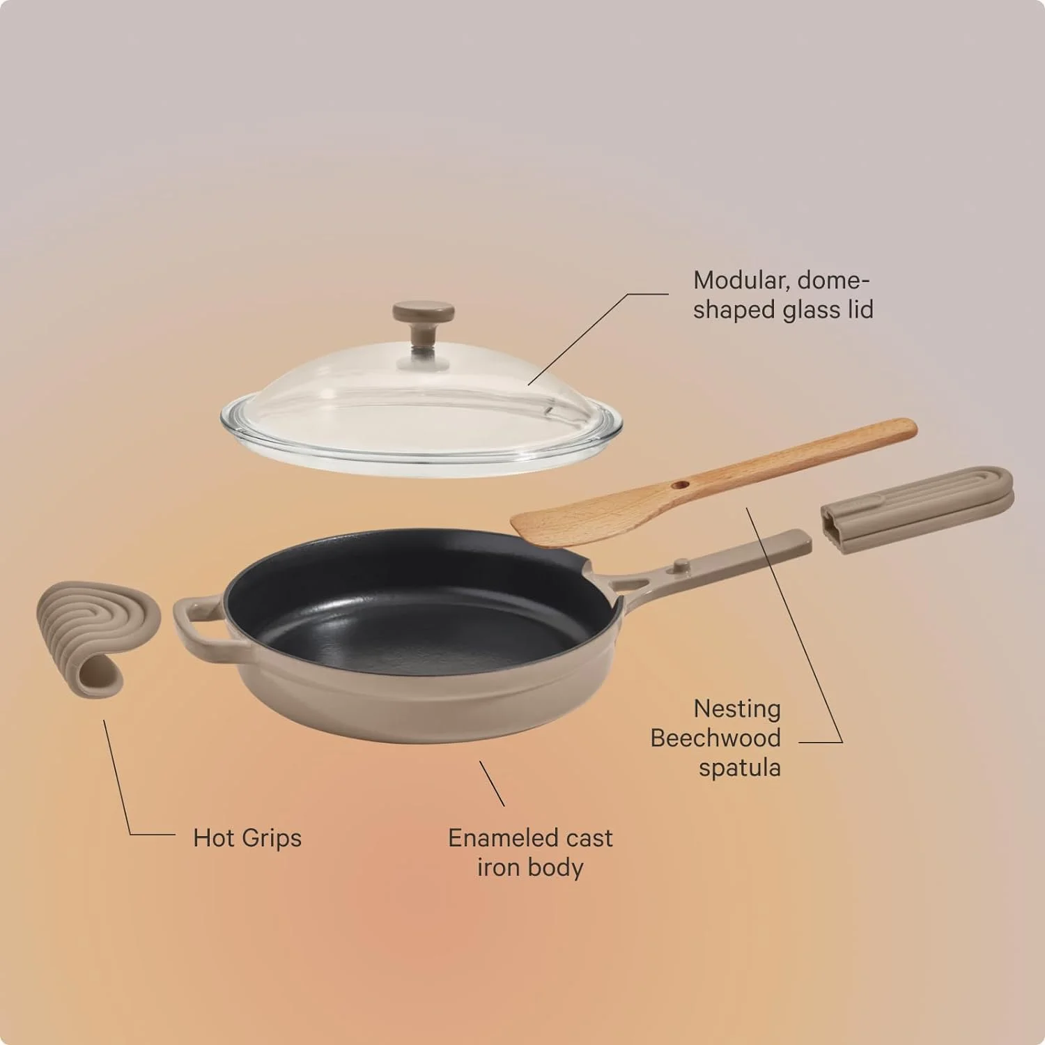 Cas Iron Always Pan | Premium Enameled, oxin- Surface | 10-Inch 8-In-1 Mulifuncional Cookware Sysem | Lid, Handle Covers | Heavy Duy Skille | Oven & High Hea Safe | Seam