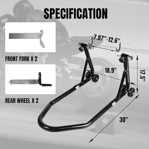 Motorcycle Stand Rear Swingarm Spool Paddock Stand, 500Lbs Capacity Combo Wheel Lift Stand for Sport Bike, Fit for Yamaha Honda Kawasaki Black