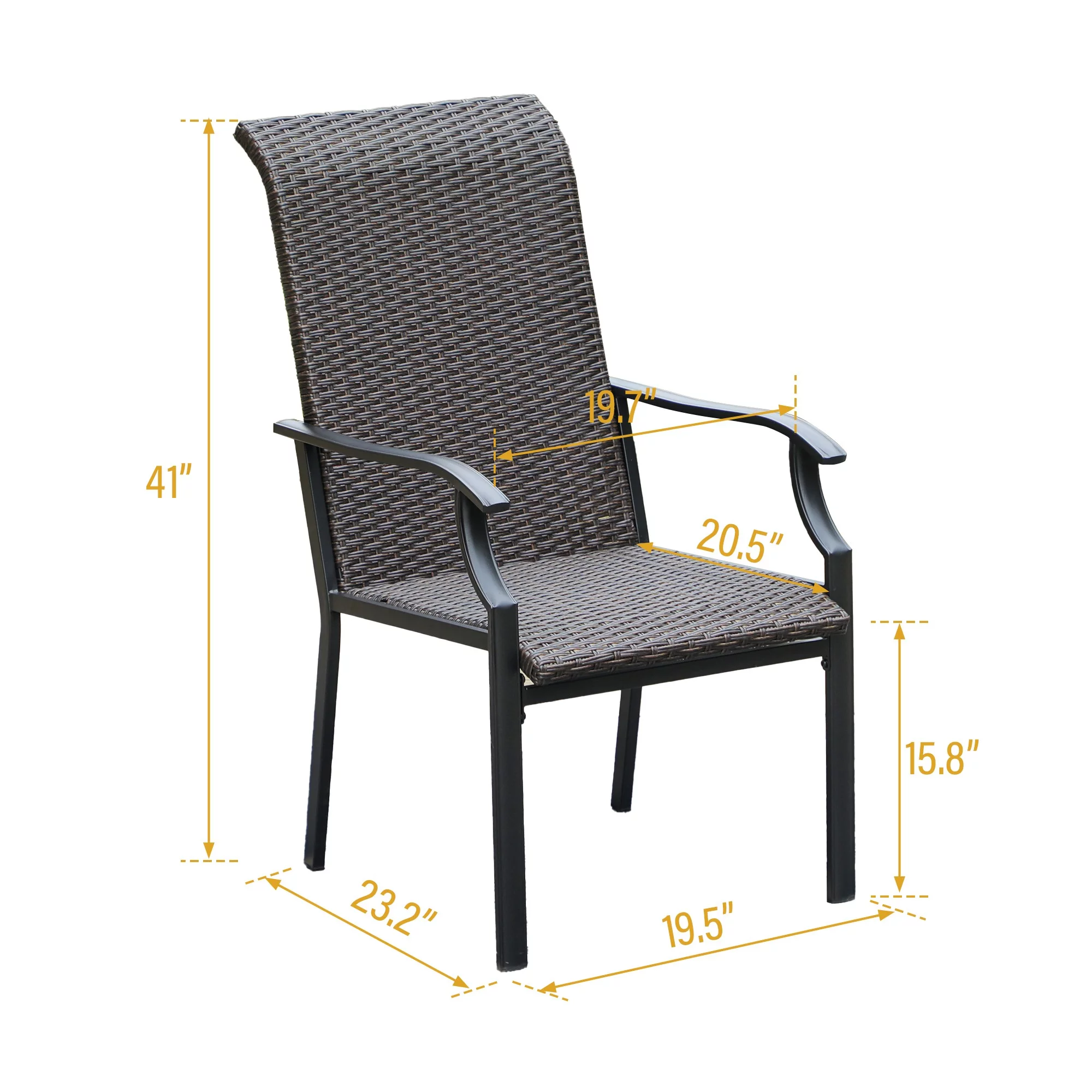 Sophia & William Patio Wicker Rattan Dining Chairs Set of 4, Dark Brown