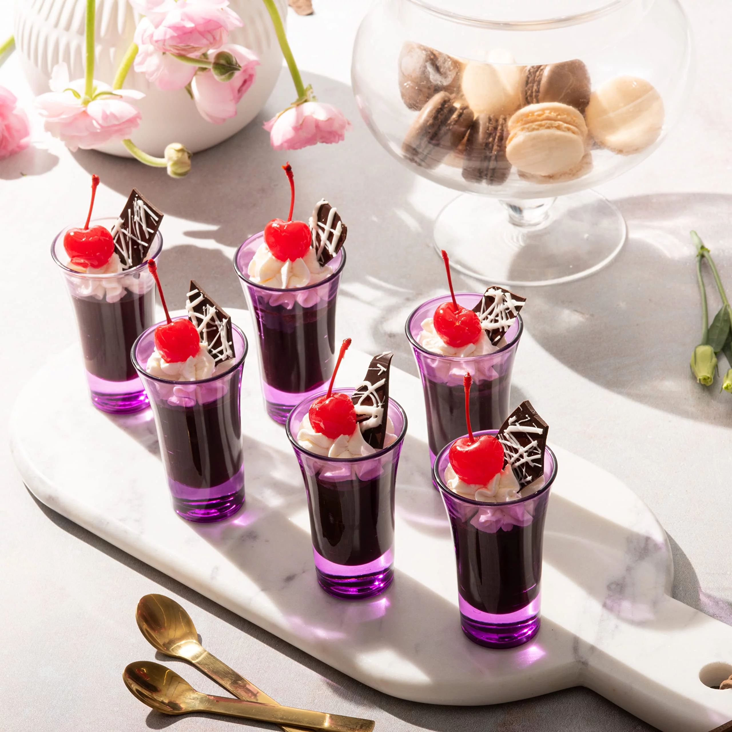 M&N Home Purple Shot Glasses, 2 Oz Set of 6 Colored Shot Glasses with Heavy Base, Whiskey Glasses, Tequila Shot Glasses, Cocktail Glasses, Round Shot Glasses for Vodka, Spirits & Liquors (Purple Set)