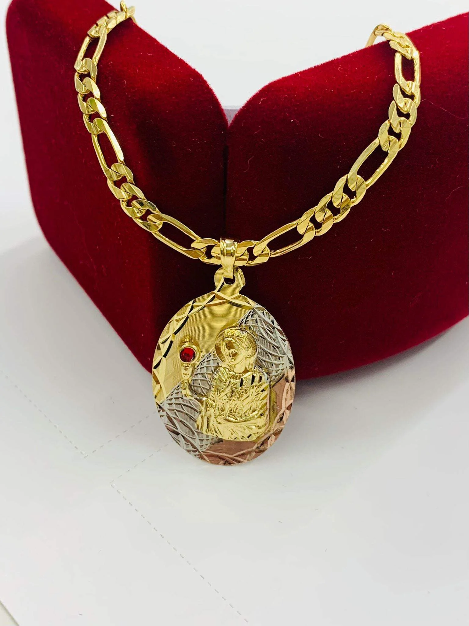 NEW Santa Barbara Necklace Tri Color Gold Filled for Mens 24