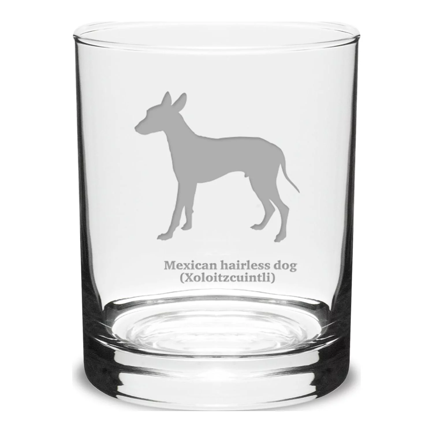 Mexican Hairless Dog Deep Etched 14 oz Classic Double Old Fashion Glass