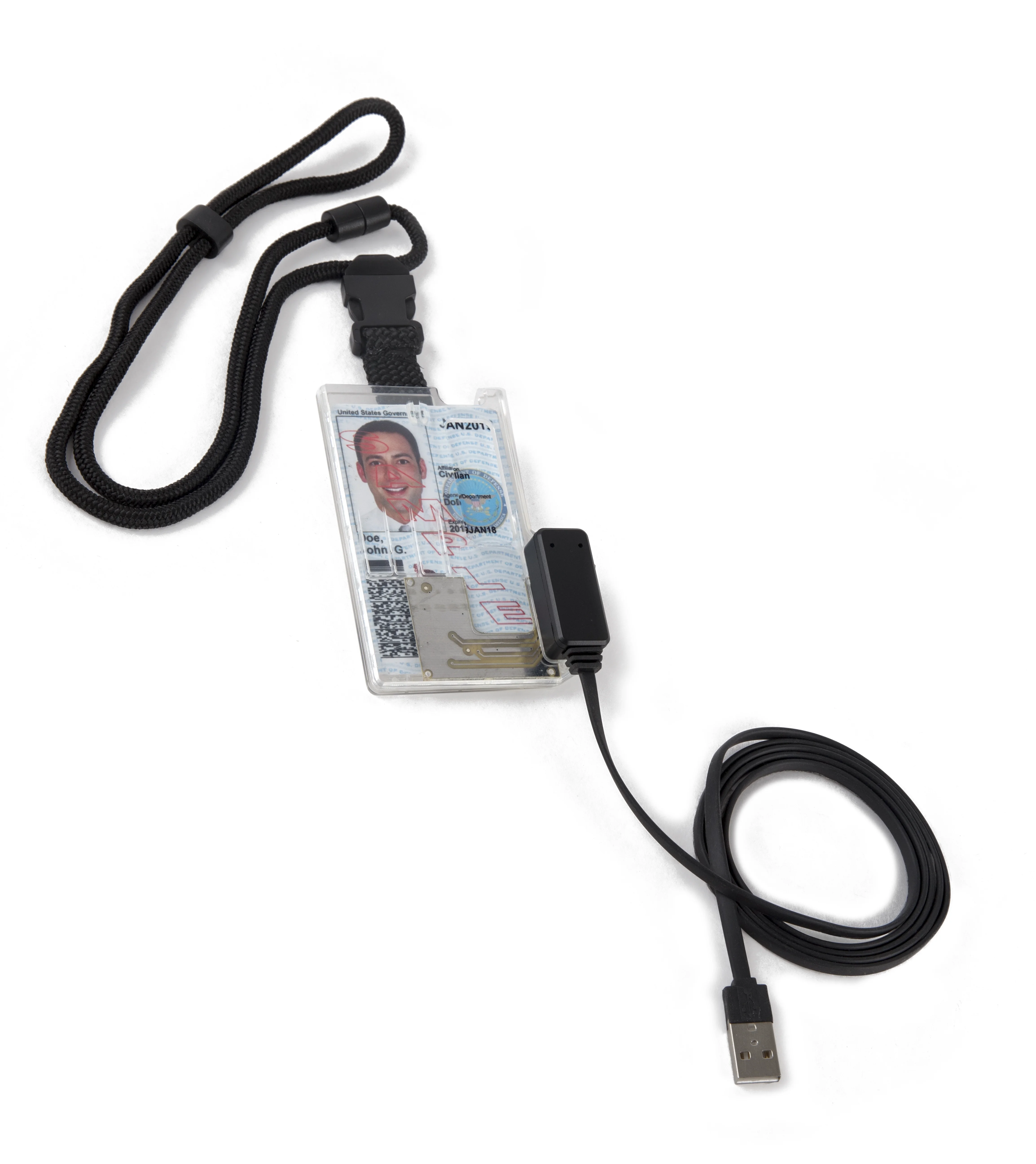 Stanley Global SGTiAll-A ID/Badge Holder CAC PIV Smart Card Magnetic Leash Reader (USB A) (FIPS 201) (TAA Compliant)