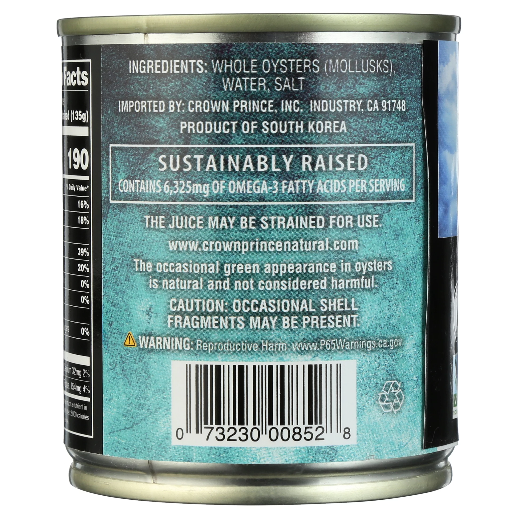 CROWN PRINCE NATURAL SEAFOOD WHOLE BOILED OYSTERS