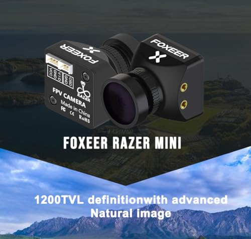 FPV Camera Razer Mini 1/3 CMOS HD 5MP 2.1mm Lens 1200TVL 4:3 PAL/NTSC Switchable OSD Board Support 4.5V-25V Input Voltage for FPV Quadcopter Racing Drone