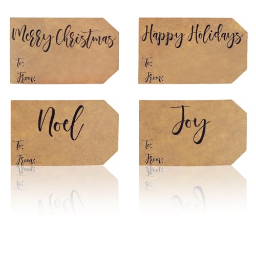 Natural Kraft Charming Christmas Holiday Gift Tag Stickers 2 x 3 Inch 100 Total Labels
