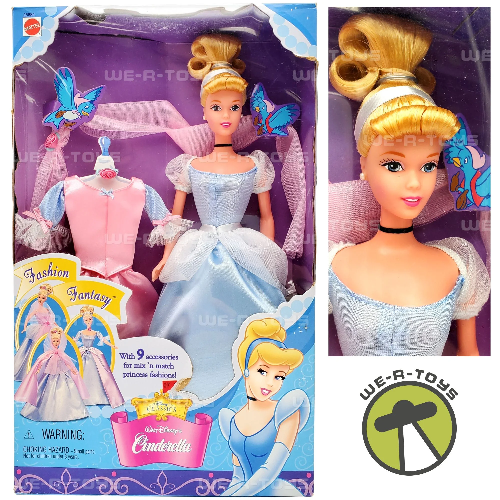 Disney Cinderella Fashion Fantasy with 9 Accessories 25884 Mattel 1999 NRFB