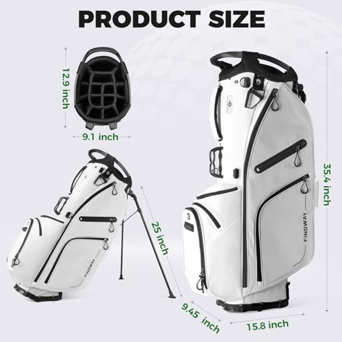 Findway 14 Way Golf Stand Bag, Lightweight Golf Bag with Stand for Men Women, Golf Club Carry Bag with Dual Strap, Full Length Dividers, Multiple Pockets, Golf Ball Holder