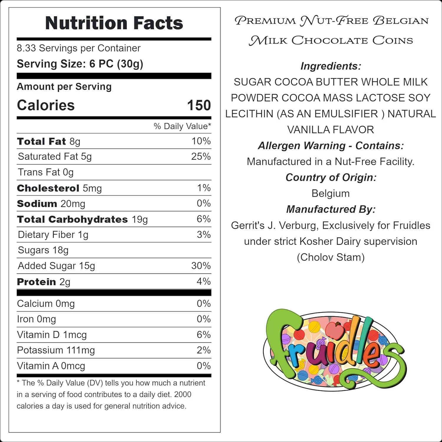 Greetings Milk Chocolate Coins, Stocking Stuffers, Nut-Free, Belgian Milk Chocolate Coins, 1LB, Kosher Certified Gelt (Single)