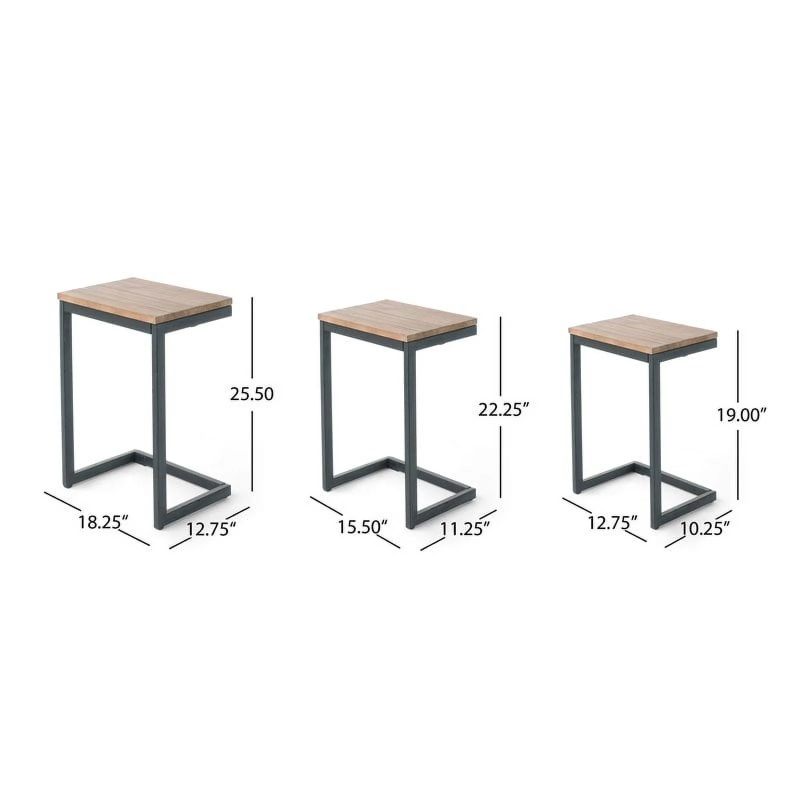 Bowery Hill Modern Firwood C-Shaped Accent Table in Brown and Black