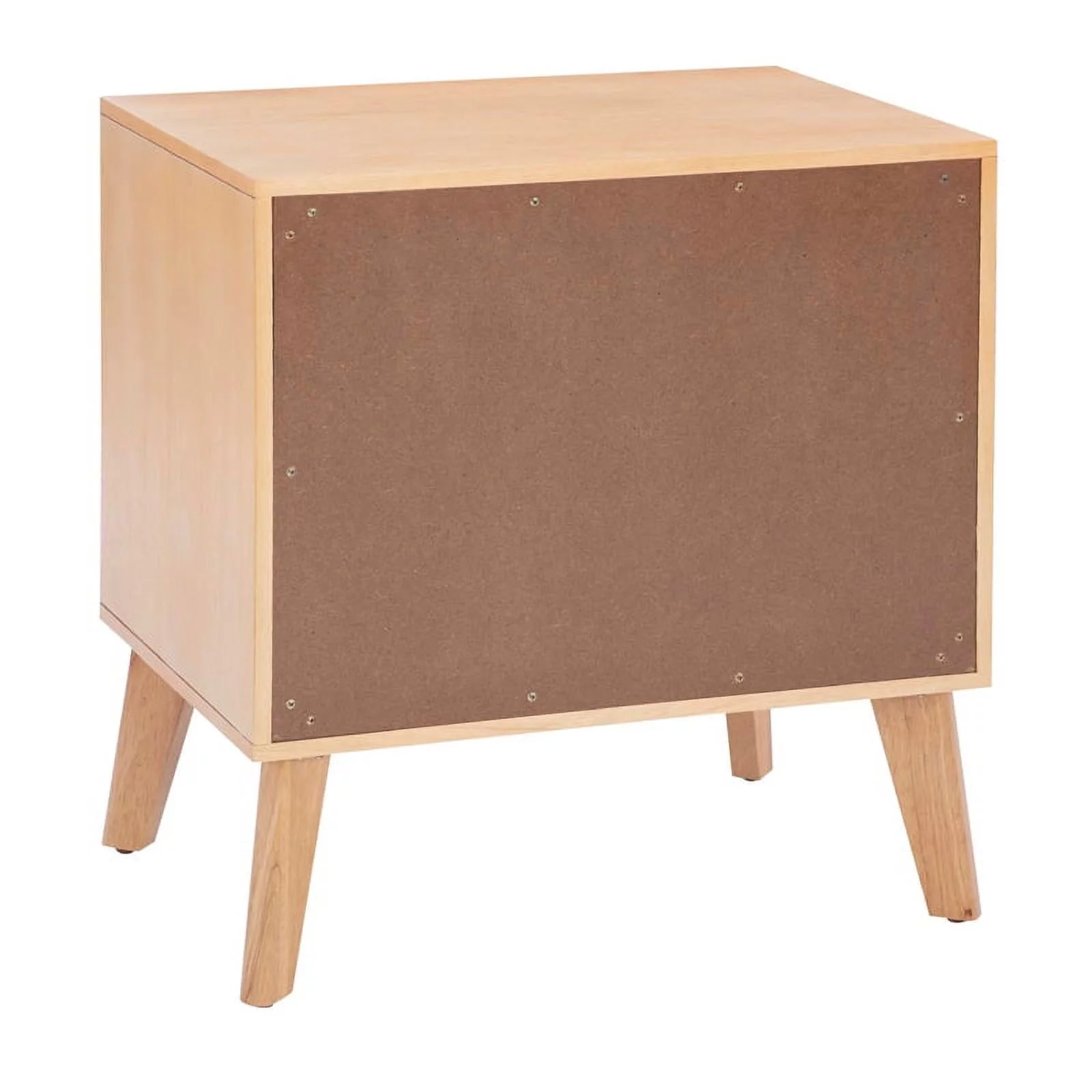 Linon Winnie Wood Nightstand 2 Drawers with Cane Front Panels in Natural Stain