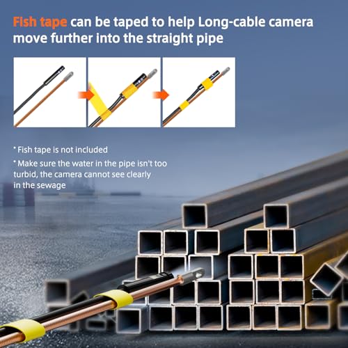 Triple Lens Sewer Inspection Camera, 50FT Semi-Rigid Cable, 5