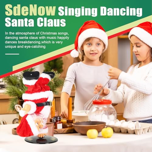 SdeNow Singing Dancing Inverted Rotating Santa Claus Christmas Animatronics Musical Breakdancing Santa Electric Animated Dancing Christmas Toy with Music for Kids and Holiday Party