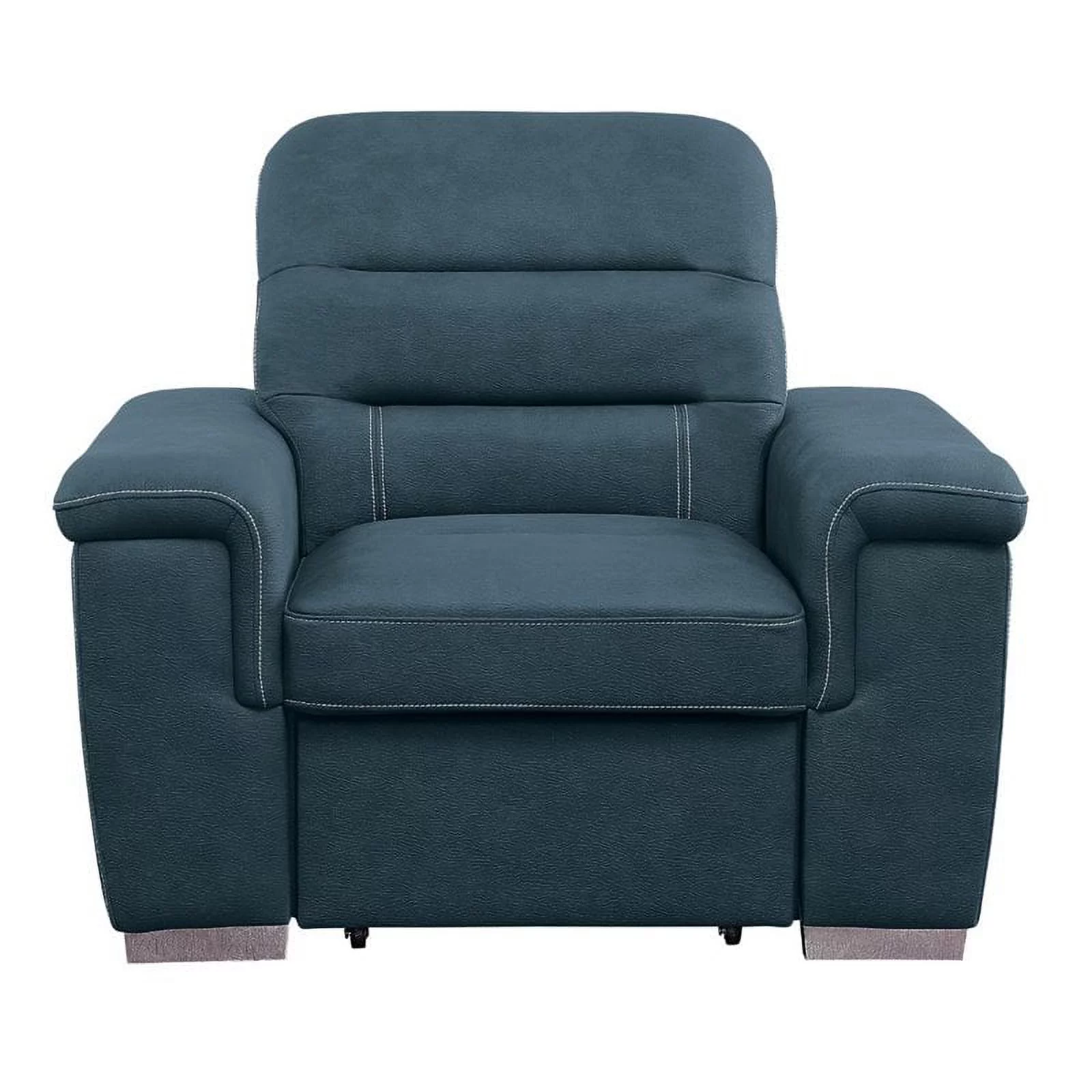 Lexicon Alfio Microfiber Accent Chair with Pull Out Ottoman in Blue