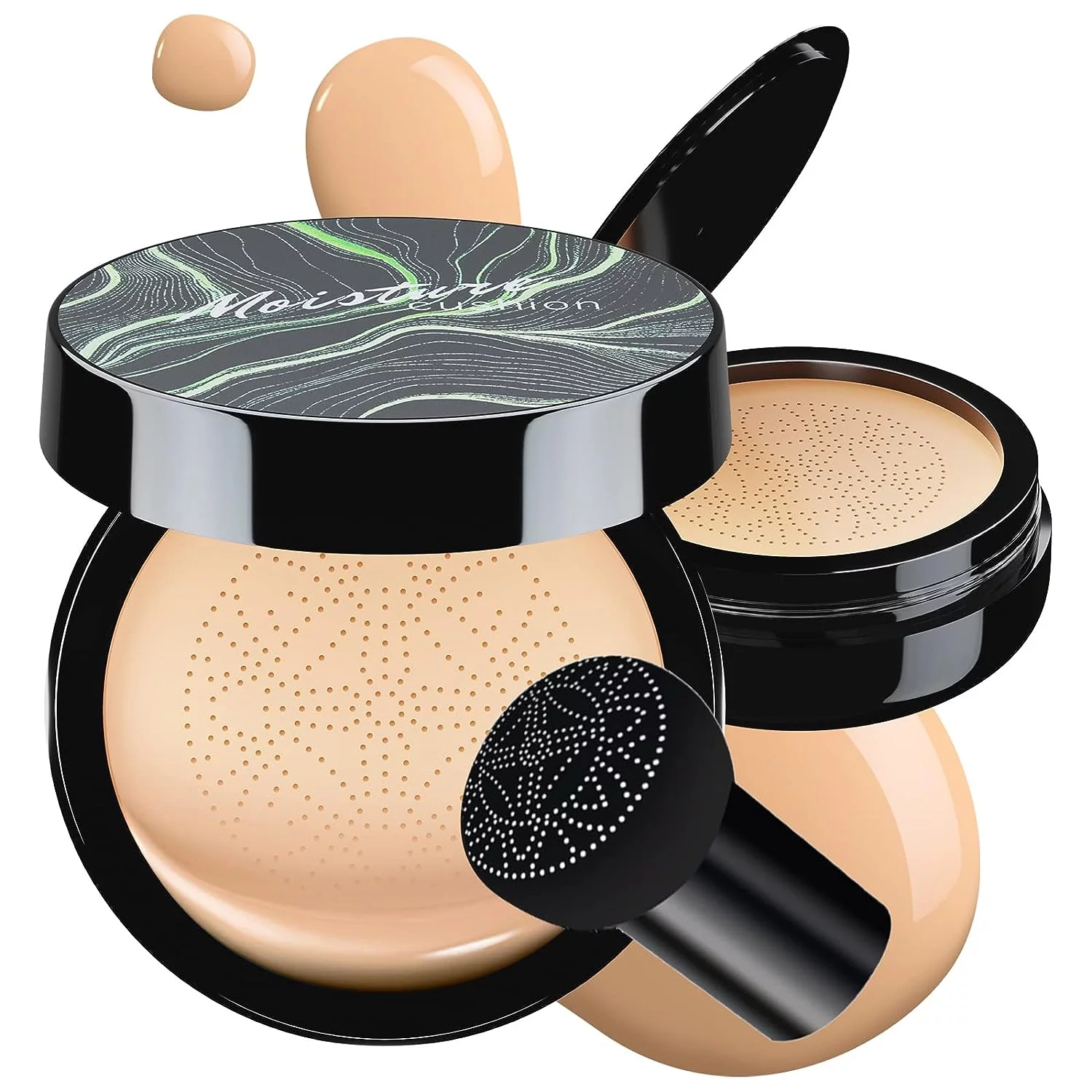 Mushroom Head Air Cushion CC Cream - BB Cream Foundation Makeup Moisturizing Concealer Long-Lasting, Cushion Foundation Full Coverage Self Adjusting for Mature Skin and All Skin Types (Nat