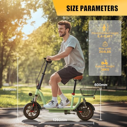 iScooter Electric Scooter with Seat, 37/21 Miles Long Range & 28/19/15.6 MPH Top Speed, 14