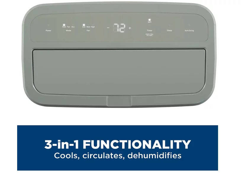 GE 7,500 BTU Portable Air Conditioner for Rooms up to 300 Sq ft., 3-in-1 Functionality with Remote