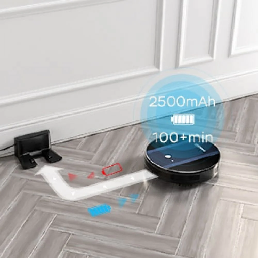 ZPL Robot Vacuum Cleaner, 1800Pa Suction Power, 100 Mins Runtime, Wi-Fi/APP, Automatic Self-Charging Robotic Vacuum Cleaner for Low Carpet, Pet Hair, Hard Floors