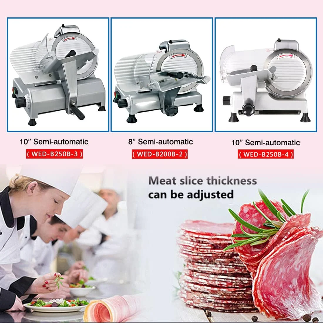 Kolice Commercial Electric Semi-Automatic Meat Slicer-240W 10'' Blade,Premium Carbon, Adjustable Thickness,Non-slip design,Child lock for safe,Low Noises for Home & Restaurant
