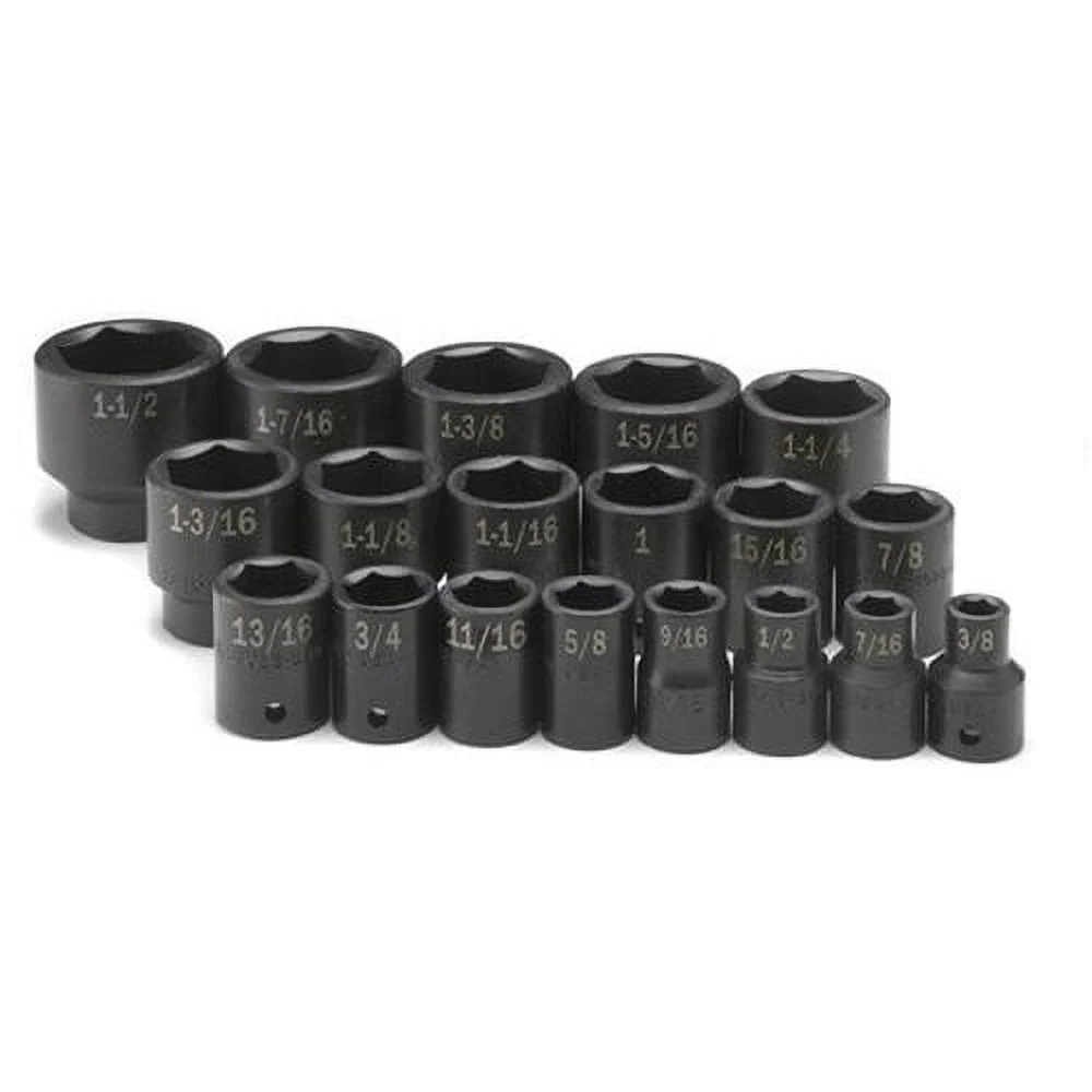 SK Hand Tool 4039 19-Piece 1/2 in. Drive 6-Point SAE Standard Impact Socket Set