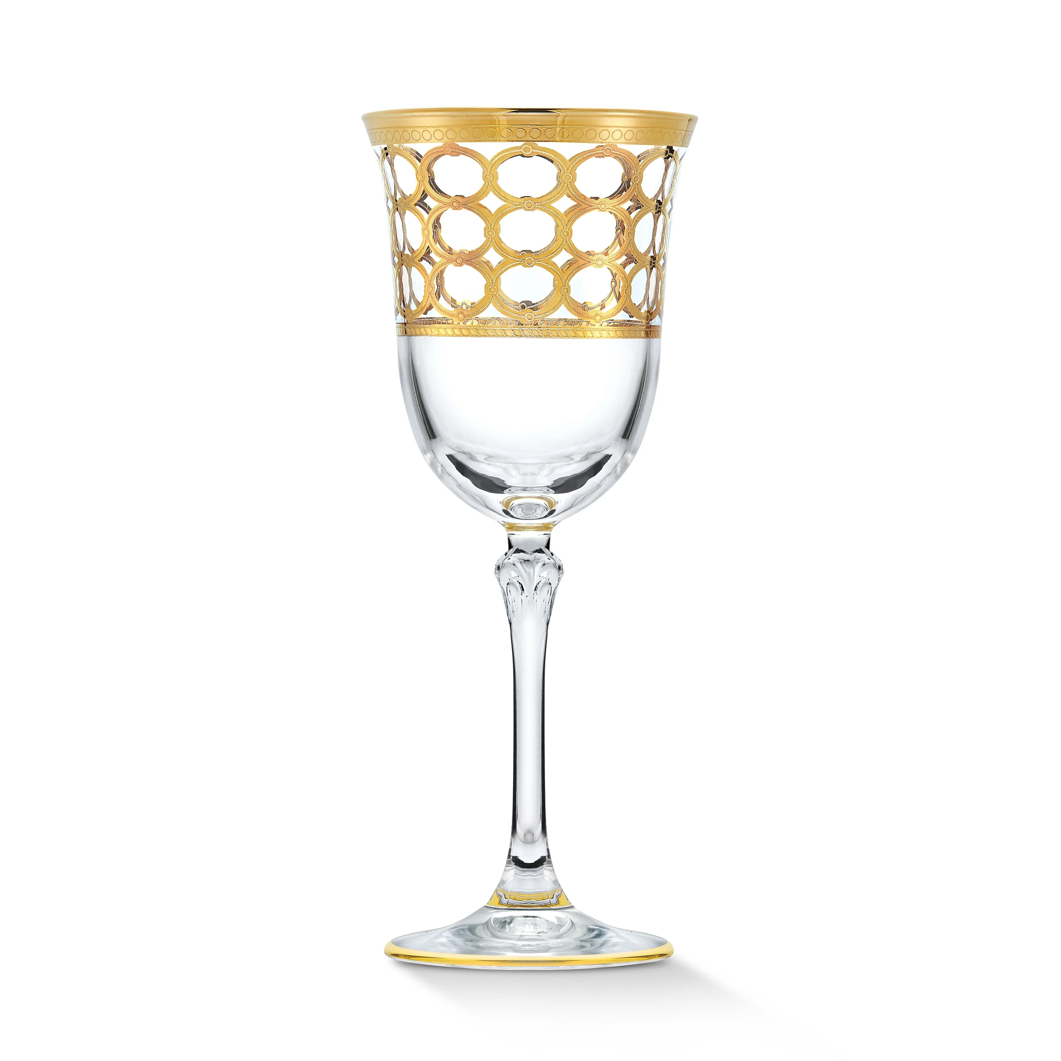 Lorren home Trends Infinity Gold Ring White Wine Goblet, Set of 4