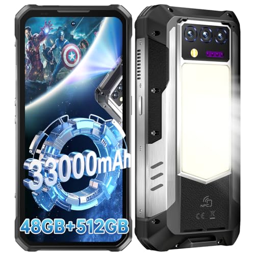OUKITEL WP100 Titan Rugged Smartphone 5G - 33000mAh Rugged Phone with Projector, 48GB+512GB Unlocked Android 14 Cell Phones with 1200 Lumens Camping Light, 6.8'' FHD+120Hz Smartphone, 200MP, T-Mobile