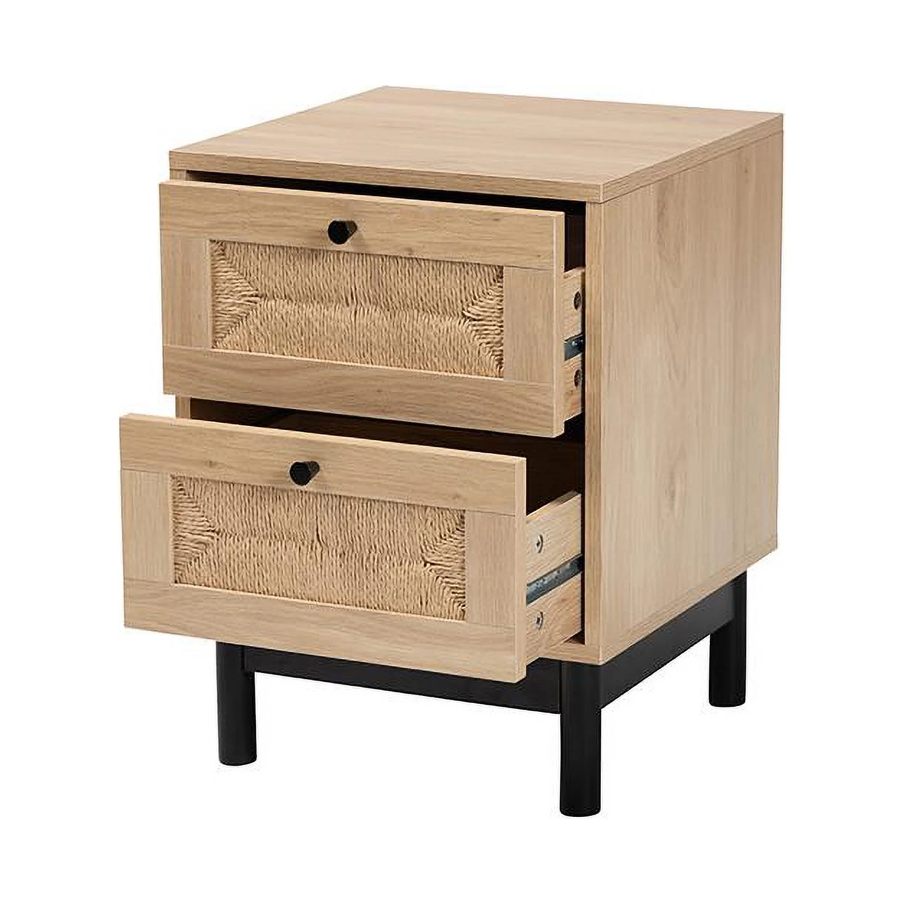 Baxton Studio Cherelle Mid-Century Modern Wood 2-Drawer Square End Table, 21-5/16