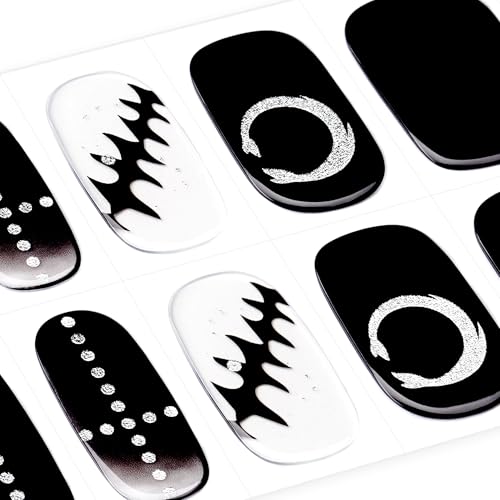 DANNI & TONI Semi Cured Gel Nail Strips Christmas Santa Claus Snowflakes Cat Eye Gel Nail Wraps 28 Stickers | Mistletoe Meow