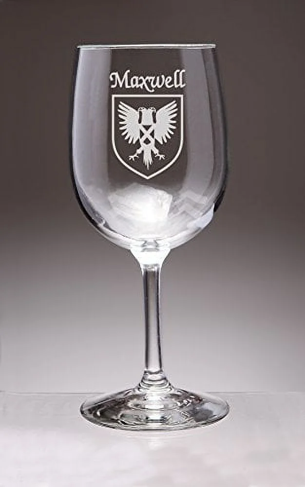 Maxwell Irish Coat of Arms Wine Glasses - Set of 4 (Sand Etched)