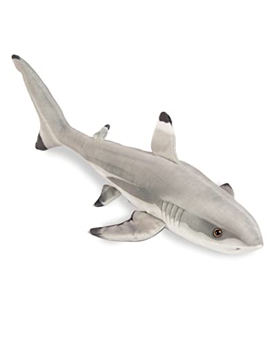 Giant Shark Plush Toy - Realistic Stuffed Animal Gift for Kids All Ages, Christmas Birthday Gifts (Black Tip Shark, 24")