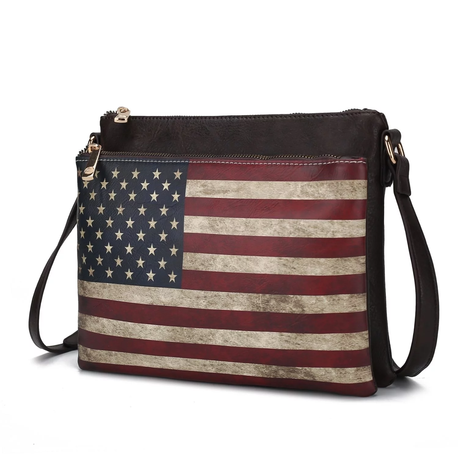 MKF Collection Madeline Printed Flag Vegan Leather Womens Crossbody Bag by Mia K