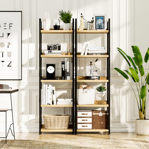 NUMENN Bookshelf, 5 Tier Bookshelves, Home Office Bookcase Shelf Storage Organizer, Free Standing Storage Shelving Unit for Bedroom, Living Room and Home Office, Black