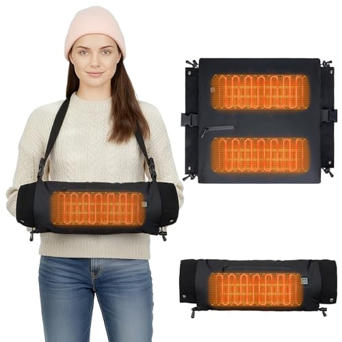 Heated Hand Warmer Pouch, PU Leather Electric Heated Hand Muff, With10000mAh Rechargeable Power Bank Hand Warmer, 3 Levels Heating for Football, Hunting,Fishing,Camping.(Power Bank Included)